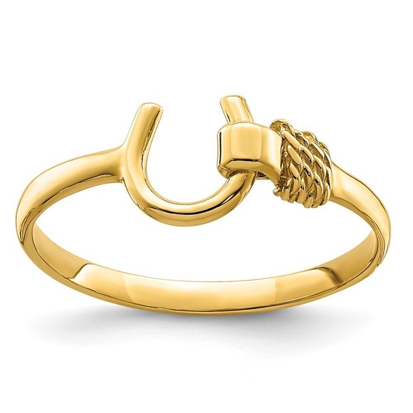 14k Yellow Gold Equestrian Fine Jewelry Horseshoe Ring
